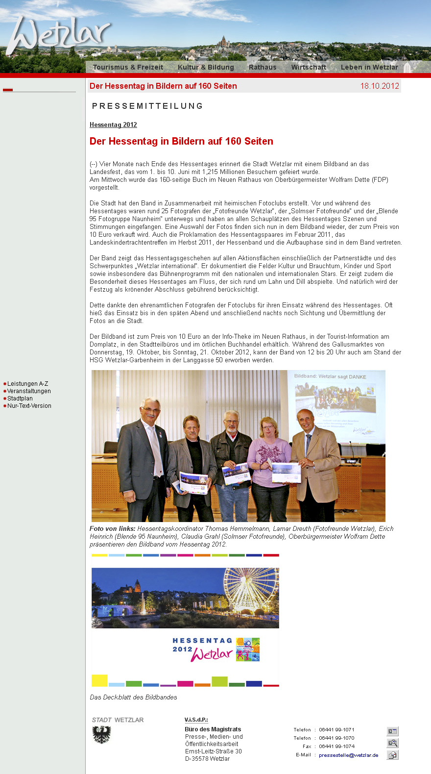 Auszug Homepage Wetzlar